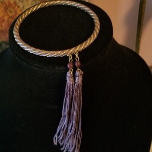 Vintage gold bangle with tassels